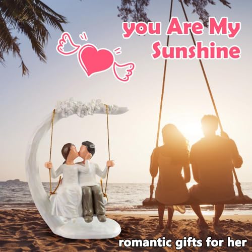 jinhuoba Romantic Gifts Couple Figurines in Love, Big Size Hand Painted Sweet Loving Together Couple Sculpture Statue to Remember Beautiful Moment, Best Gifts for Valentine's Day Anniversary Weddings - Image 5