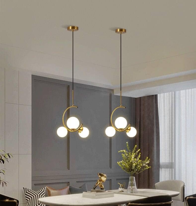 Image of Wall Lamp Chandelier Pendant Light, Home Decor for Bedroom, Living Room, Hallway, Cafe, Hotel, Restaurant (3 Moon Hanging LAMP with LED Bulb Pack of 1)
