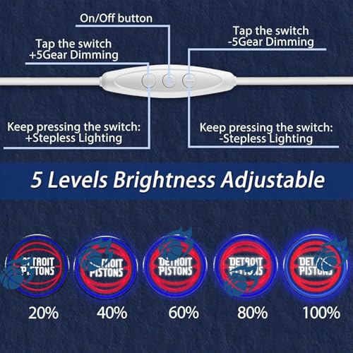 Image of Basketball Team Neon Sign, Sport Light Up Dimmable Basketball Team Logo Hanging USB Powered Led Neon Sign for Wall Decor, Bedroom, Man Cave, Party, Birthday Party Christmas Merch Deco Gift for Boys Teens Fans