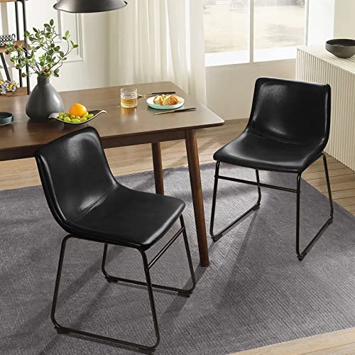 Image of Waleaf Dining Chairs Set of 2, 18 inch Faux Leather Counter Height Bar Stools