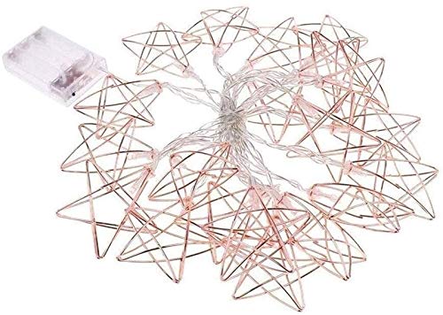 Lichtleiste Urlaubslichter, dekorative Lampenstring Fairy Star Rose Gold Geometrische Batteriebetriebene Fairy Lights.