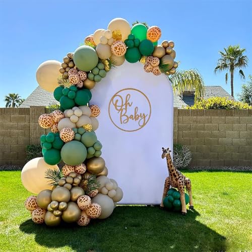 Cubierta de arco de boda de 6.6 pies, arco ajustado de elastano blanco para fondo redondo para decoración de boda, fiesta de cumpleaños, baby shower, cubierta de soporte de arco de globos (blanco)
