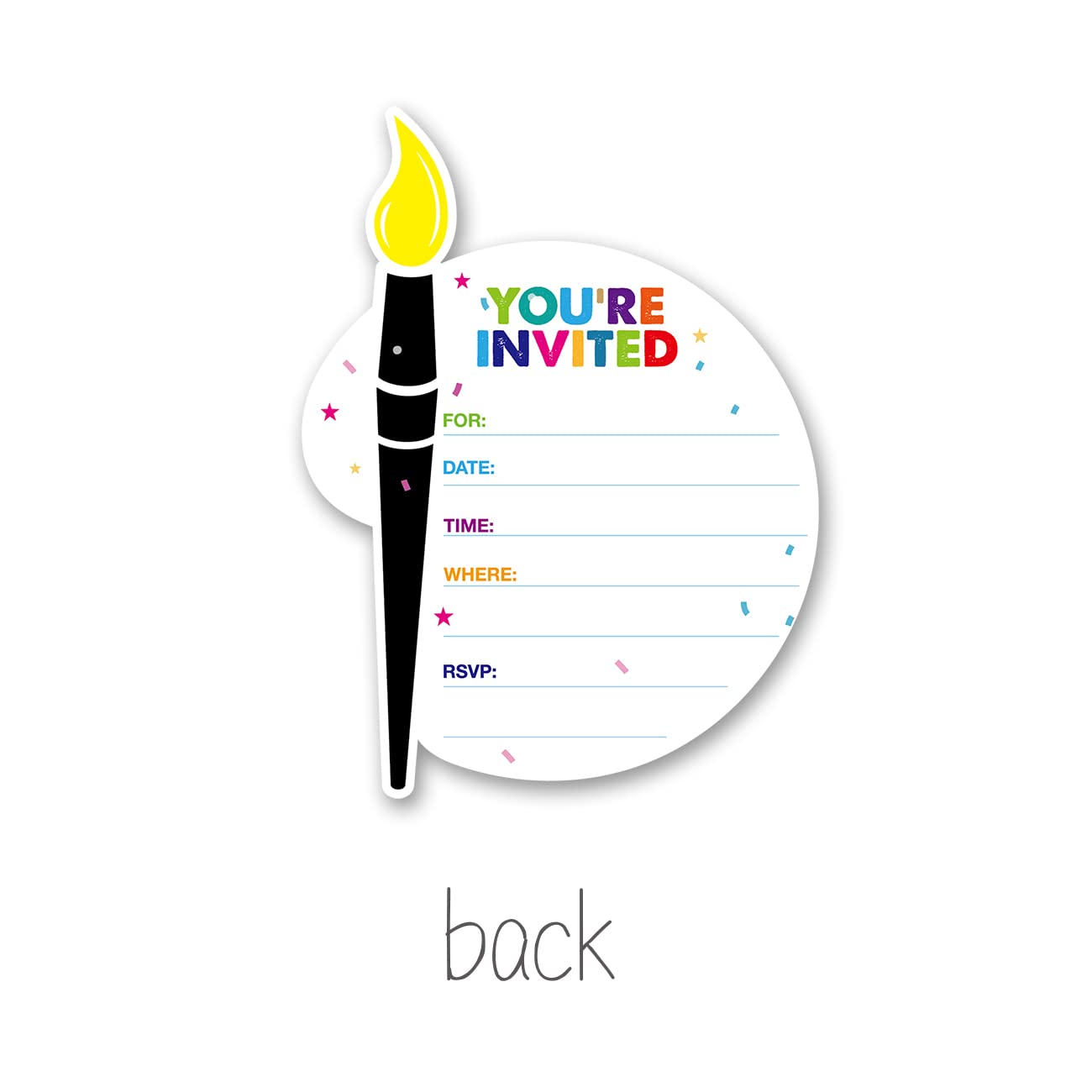 Opomzk Colorful Painting Art Party Invitations with Envelopes, 20 Set Color Palette Shaped Invitations Birthday Bday Girls Boys Party Invites Supplies Favors, Double-Sided