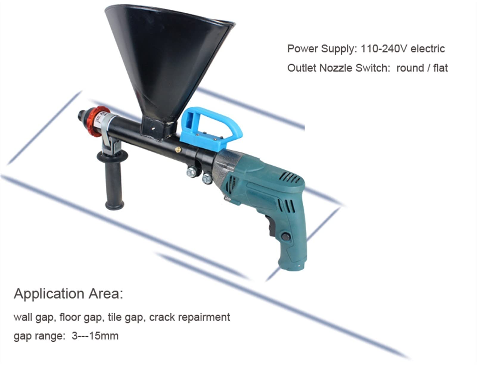 Pistola per Silicone per riempimento di Cemento Strumento per la Costruzione di stucchi elettrici Pistola per riempimento di Mastice per Mastice, riempimento, sigillatura, casa e Ufficio