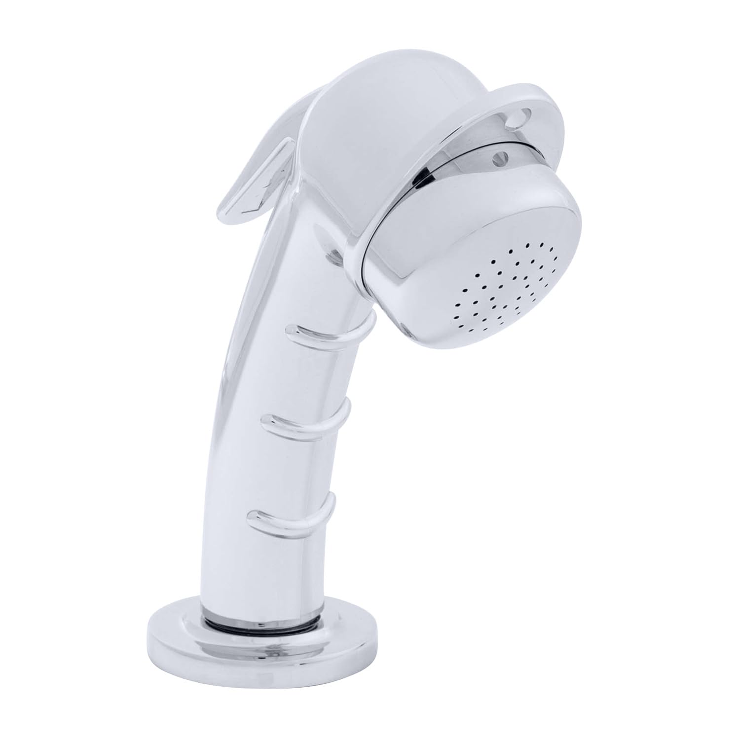 Ambassador Marine Deck-Mount Sprayer- Small Chrome Sprayer, 6' White Rubber Hose, Low Profile Holder - 134-0011-CW-W