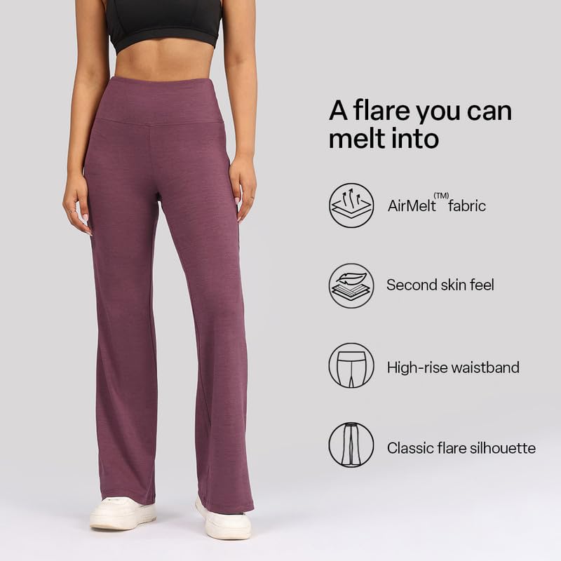 Image of BlissClub AirMelt Flare Pants - Lite | Flared Silhouette | Back Pocket| Weightless Fabric | High Rise Waistband, Tall (for Women Above 5'5)