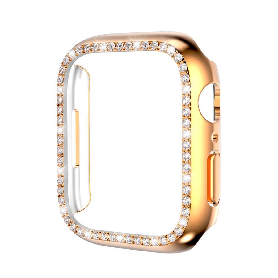 Zore Apple ile uyumlu Watch 7 45mm Watch Gard 05 Sert PC Koruyucu Rose Gold