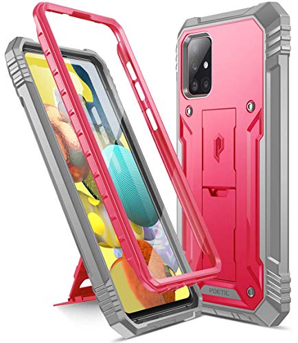 Poetic Revolution Series for Samsung Galaxy A51 5G Case, Full-Body Rugged Dual-Layer Shockproof Protective Cover with Kickstand and Built-in-Screen Protector, Pink