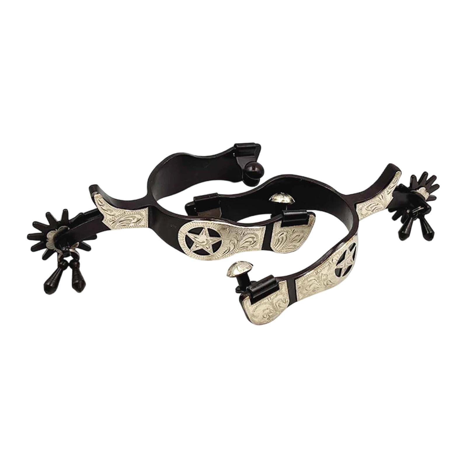 Oshhni 2 Piezas Espuelas Decorativas para Acero Inoxidable Engranaje Flor Grabada Adecuadas para Entrenamiento