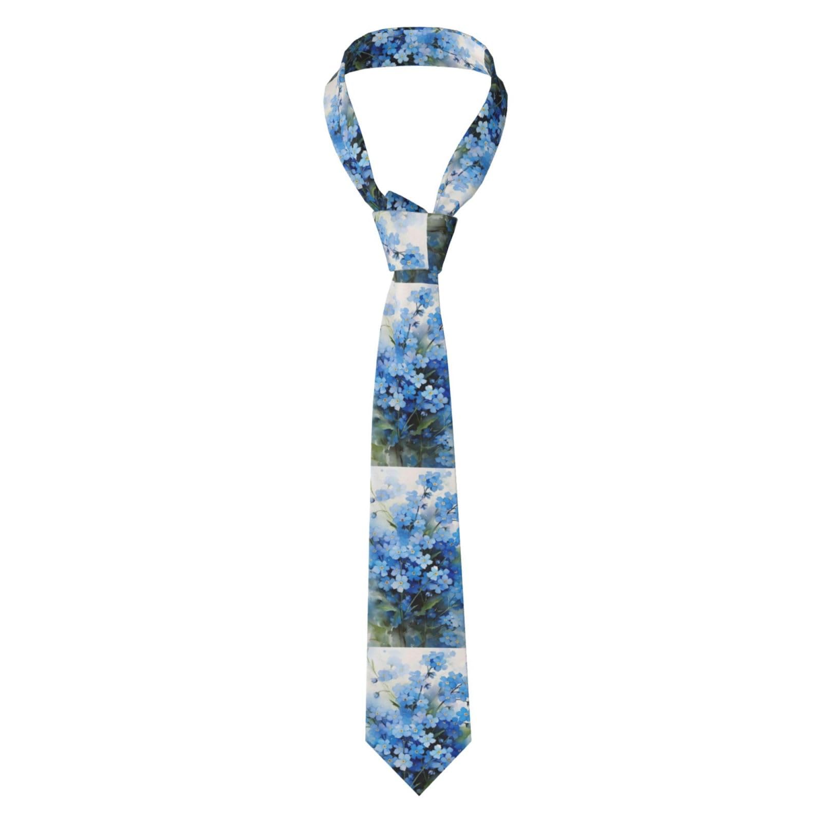 Tcoay Fashion Ties Men's Business Ties Slim Fit Ties Christmas Wedding Business Party Ties,Watercolor Forget Me Not Flowers