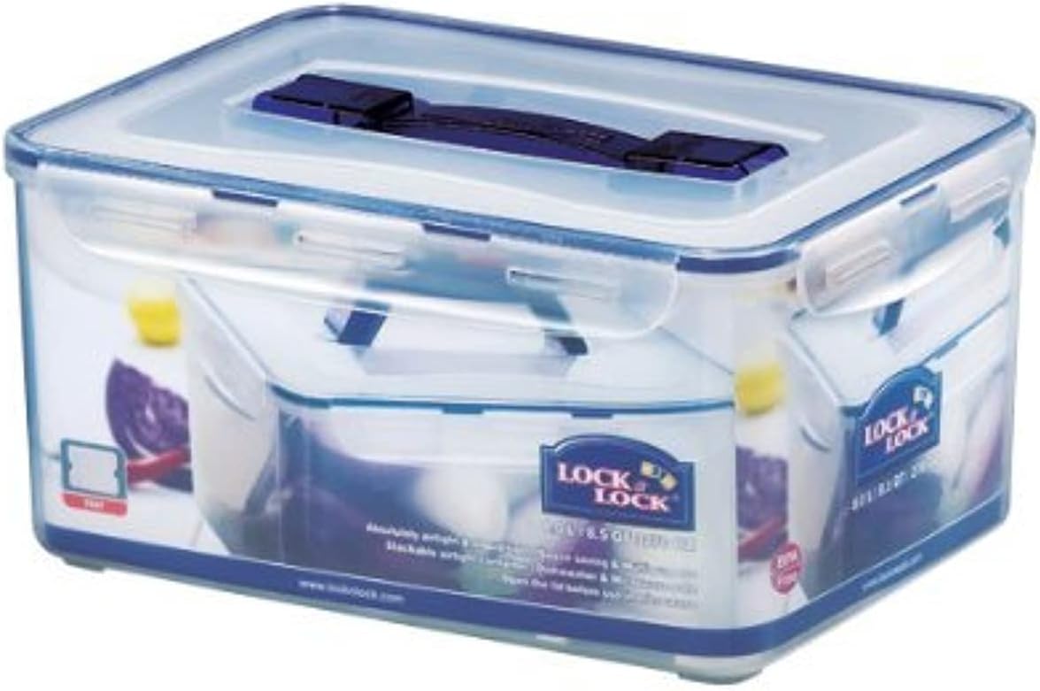Lock&Lock 270-Fluid Ounce Rectangular Container with Handle and Tray, Tall, 33.3-Cup