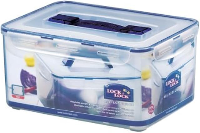 LocknLock HPL884 - Food Storage Container - Dishwasher and Microwave Safe - BPA Free - 100% Air and Water Tight - Clear/Blue - 8L