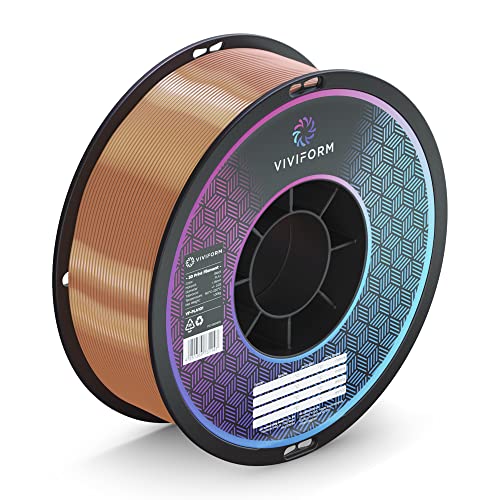 Viviform Silk PLA Filament for 3D Printers, 1 kg roll, Diameter 1.75 mm +/- 0.03 mm, Copper Metallic, VF-PLA503