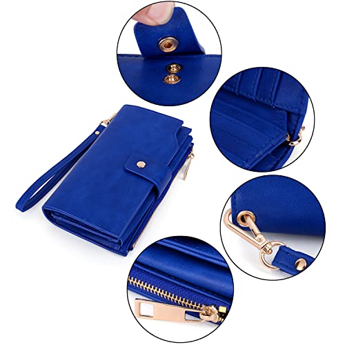 Image of UTO Wallet Women Vegan Leather Wristlet Snap Long Purse Credit Card Holder Elegant Clutch