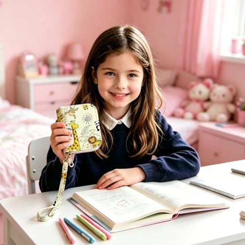 Image of Girls Wallet for Kids, Kids Wallet for Girls 6-8 8-10 10-12, Small Cute Zoo Leather Toddler Purse with Wristlet and Coin Pocket, Christmas Stocking Stuffers Birthday Gift for Teen Girls