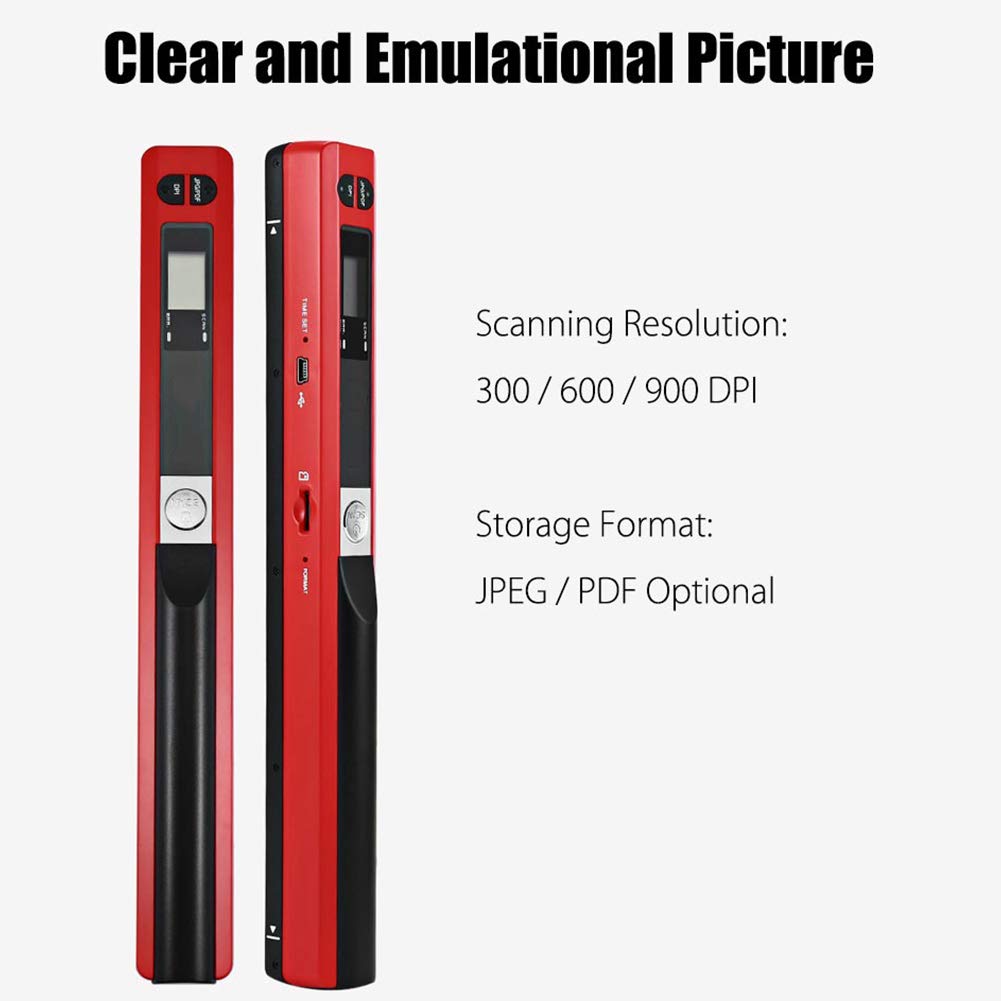 Escáner portátil, Escáner de Mano inalámbrico para Documentos, HD 900DPI, Selección de Formato JPG/PDF, para Empresas, Fotos, Recibos, Libros,Red