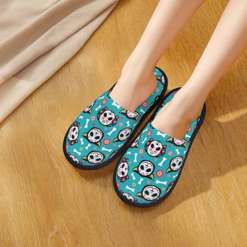 Skull Cat Print House Slippers For Women And Men,Soft Slippers With Memory Foam,Non-Slip Indoor Home Shoes4
