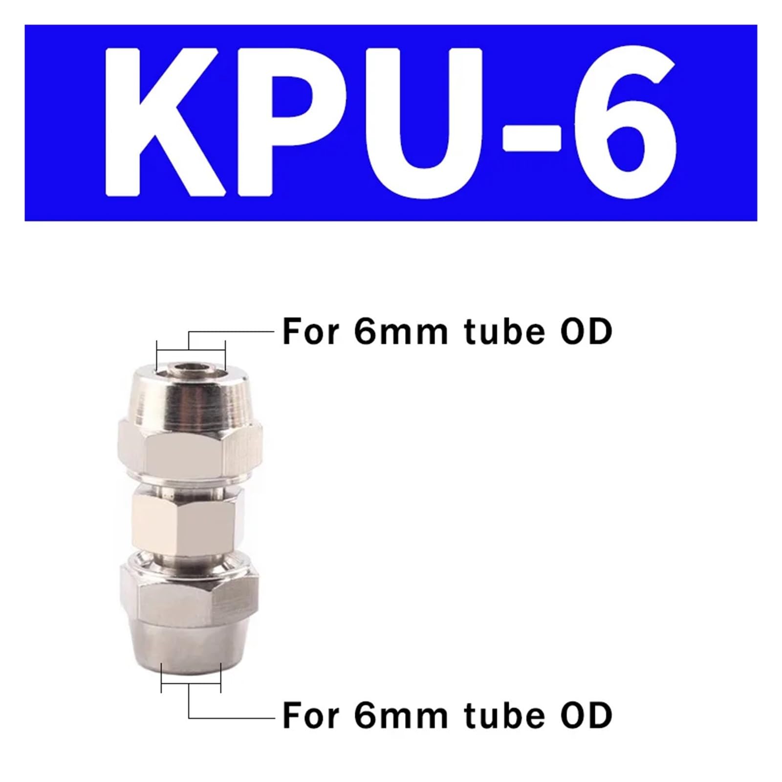10 STÜCKE PU PG Pneumatische Schnellkupplung aus vernickeltem Kupfer for Schläuche - Außendurchmesser 4 mm bis 16 mm - schnelle Verbindungsstelle(KPU-6mm)