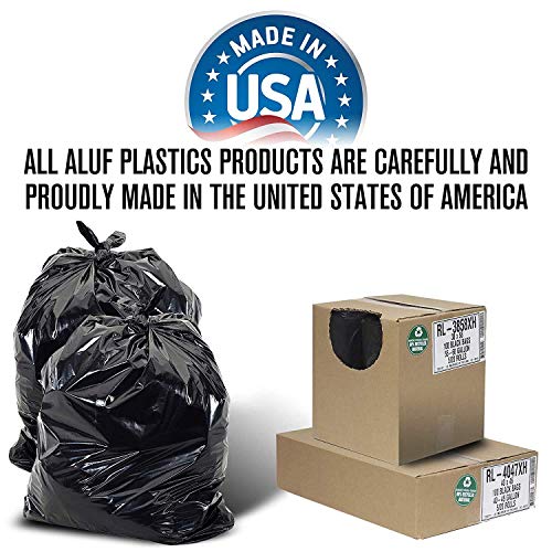 Image of Aluf Plastics T-Tough Roll Pack Low Density Repro Blend Star Seal Coreless Rolls Bag, 12-16 Gallon Capacity, 32 inch Length x 24 inch Width, H Strength, Black (Pack of 500)