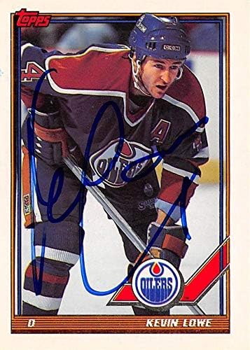 Kevin Lowe autographed Hockey Card (Edmonton Oilers, 67) 1991 Topps #220 - Hockey Slabbed Autographed Cards