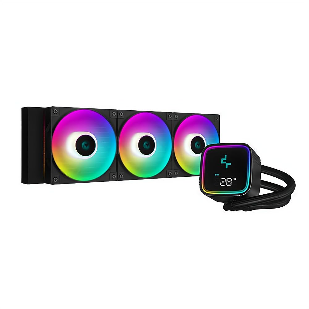 DeepCool LS720 SE Digital Edition Liquid Cooler 360mm 4th Gen Dual-Chamber Pump 3100RPM 300w TDP AIO Cooler Anti-Leak Tech with ARGB Fans CPU Water Cooler Black