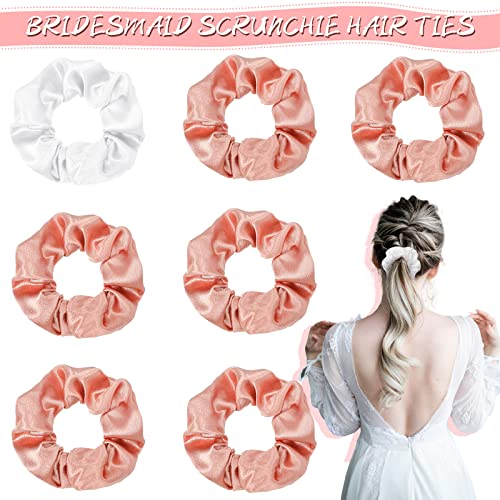 Flutesan 7 Pairs Bridesmaid Heart Sunglasses 7 Pcs Satin Scrunchies Hair Ties for Women Wedding Bachelorette Black White Party Favors3