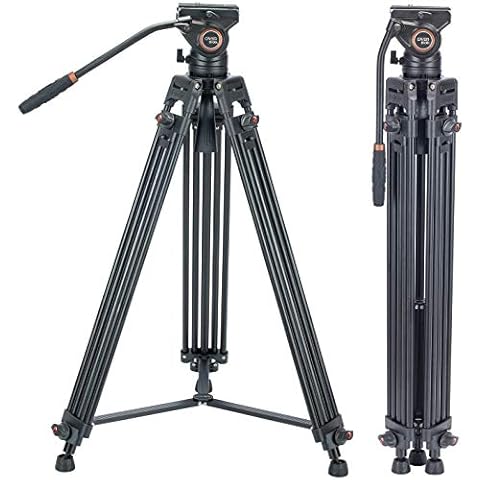 Video Tripod System, Cayer BV30L 72 inch- Professional Heavy Duty Aluminum Twin Tube Tripod, K3 Fluid Head, Mid-Level Spreader, Max Loading 13.2 LB, DSLR Camcorder, Plus 1 Bonus Quick Release Plate Cover