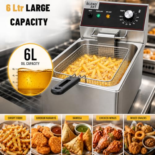 Image of BLEND ART Electric Deep Fat Fryer 6 Litre 2500W with Variable Temperature Control Auto-Cut