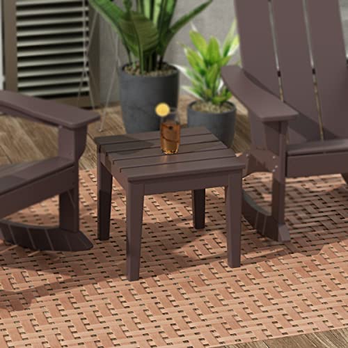 Westintrends Ashore Oversized Outdoor Side Table, 18 Inch All Weather Poly Lumber Adirondack Patio Side Table Square End Table, Dark Brown #TOP1