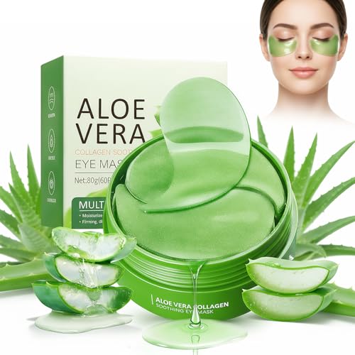 60 Pièces Patch Yeux Anti Cernes, Masque Aloe Vera Collagène pour Contour des Yeux, Hydratant, Raffermissant, Éclaircit Cernes et Réduit Poches, Effet...