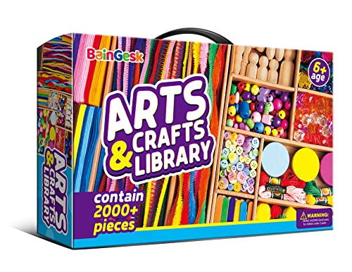 Arts And Crafts Supplies For Kids, 2000+ Piece Craft Kits Library In Craft Box, Crafting Supplies Set For Kids Ages 4, 5, 6, 7, 8, 9, 10, 11 &12 Year Old Boys & Girls, Ideas Art Kits Gift For Kids #TOP7