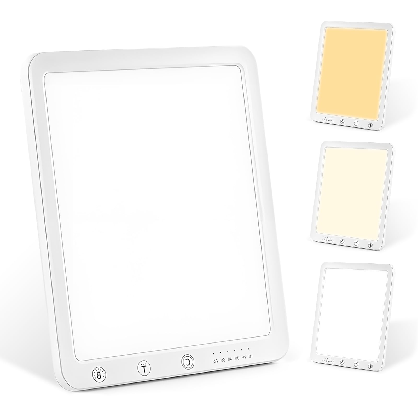 Lámpara De Luminoterapia, Sin Uv Lámpara De Luz De Día, Luz De Simulación De Día, Lámpara Luminoterapia Con 3 Temperaturas De Color Y 6 Temporizador Potente Para Moral(Blanco)