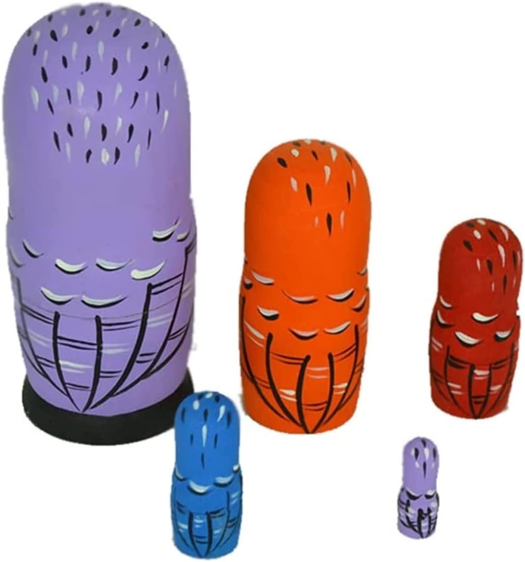 Matryoshka Stacking Dolls Nesting Doll 5 Pcs Colorful Owl Pattern Wooden Russian Nesting Dolls Matryoshka Doll for Home Decoration Gift Matryoshka Doll Russian