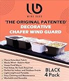 Chafer-Windschutz, dekorativer Windschutz, schwer entflammbar, Spandex, für Buffet, Catering, Party, Hochzeiten, Veranstaltungen, waschbar, wiederverwendbar, Schwarz, 4 Stück