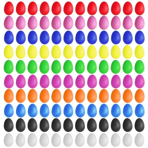 120 Pcs Plastic Egg Shakers Easter Egg Shaker Percussion Musical Maracas Plastic Easter Egg for Kids Toys Learning DIY Painting(10 Colors)