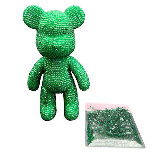 Bodygenix DIY Diamond Art Bear – Rhinestone Vinyl Figurine Make Your Own Sparkling Crystal – Collectible Handcrafted Bling Decor & Creative Craft Kit (Green)