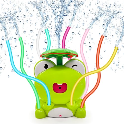 Water Spray Sprinkler for Kids and Toddlers, Summer Outside Toys Backyard Lawn Games with 8 Wiggle Tubes, Attaches Garden Water Hose Outdoor Play Outside Toys for Ages 3+ Boys Girls Gift