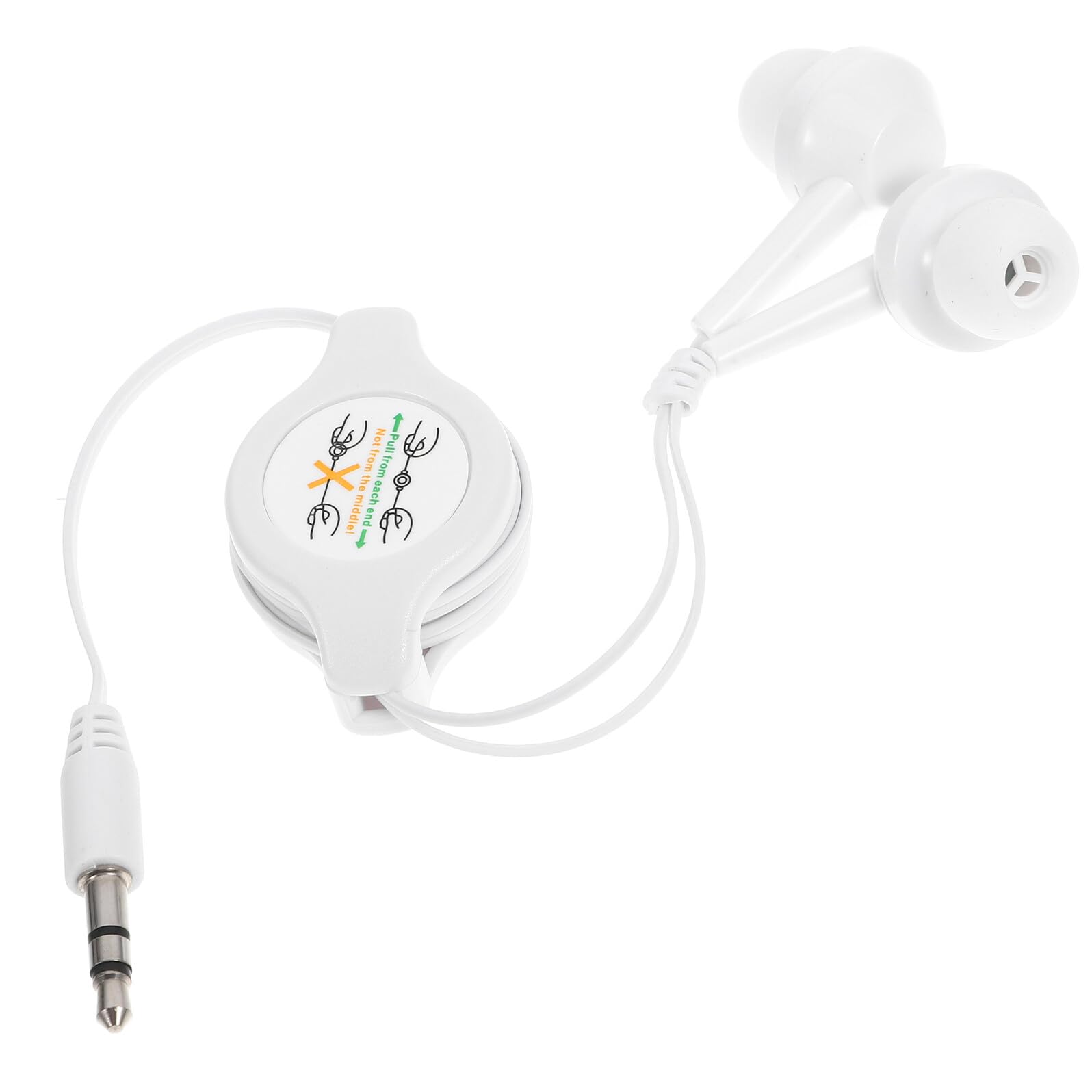 Retractable in-Ear Earbuds Wired Earphone with Comfortable Cushions Compatible with Players CD Players Smart Devices White Telescopic for