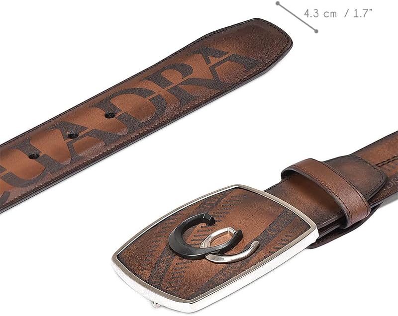Cuadra Men's Cowboy Belt in Genuine Leather Brown CV494RS - Image 4