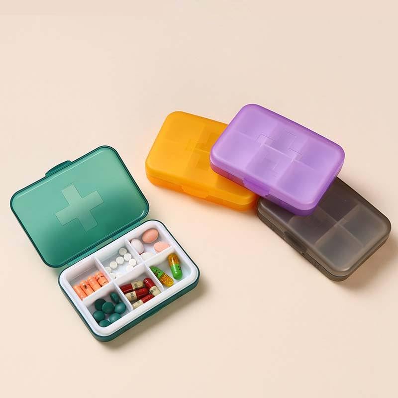 Sumiko Portable Pill Organizer Box, 6 Compartment Medicine Container for Pocket Purse, Mini Travel Size Vitamin Case (Random Colors)-image-17