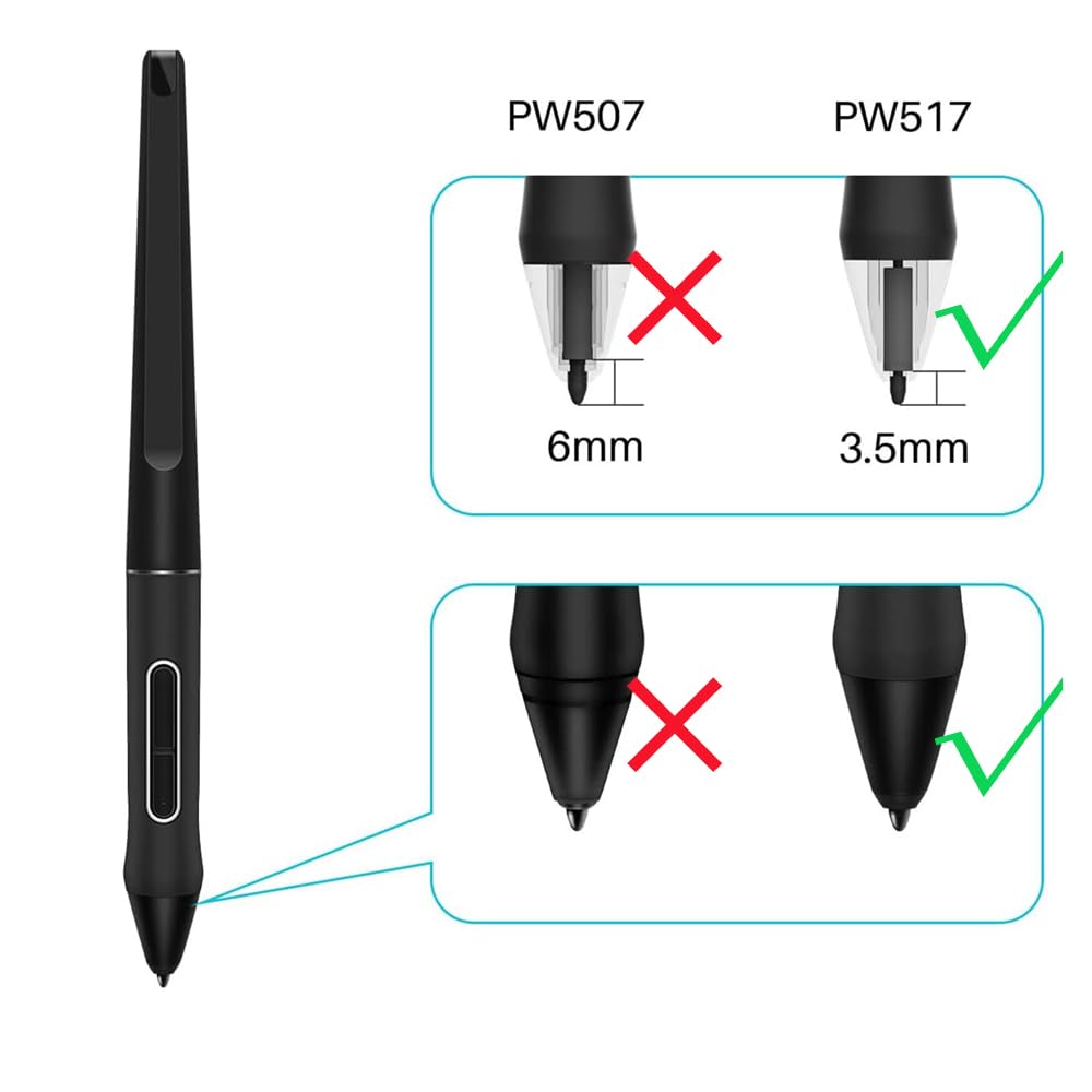 huion gt-221 pro 液晶ペンタブレット　専用スタイラスペン　替芯付 Amazon.co.jp: 10個いり 交換用ペン先 スタイラスペンPW517用替え芯