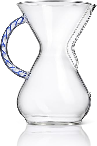 Chemex Cafetera de vidrio para verter - Serie de mango de vidrio trenzado - 6 tazas Tidal - Embalaje exclusivo