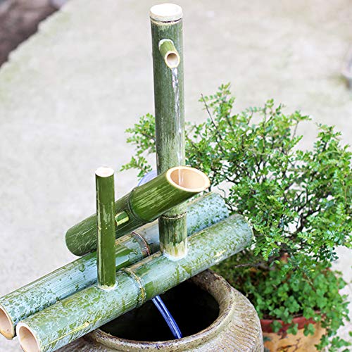  zenggp Fontana di bambù con Pompa Caratteristica Esterna Stagno Decor Dondolo 100% Fatto A Mano,Length30cm