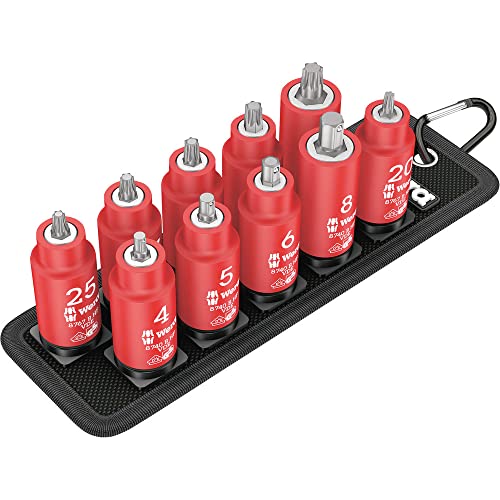 Wera Belt B VDE 1 Zyklop bit Socket Set TORX/Hexagonal Socket with Holding Function, 3/8 Drive, 10 Pieces