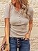 BTFBM Womens Tops 2026 Spring Summer Top Henley V Neck Short Sleeve Button Slim Fit Casual Ribbed Shirts Blouses Outfits(Beige, X-Large)