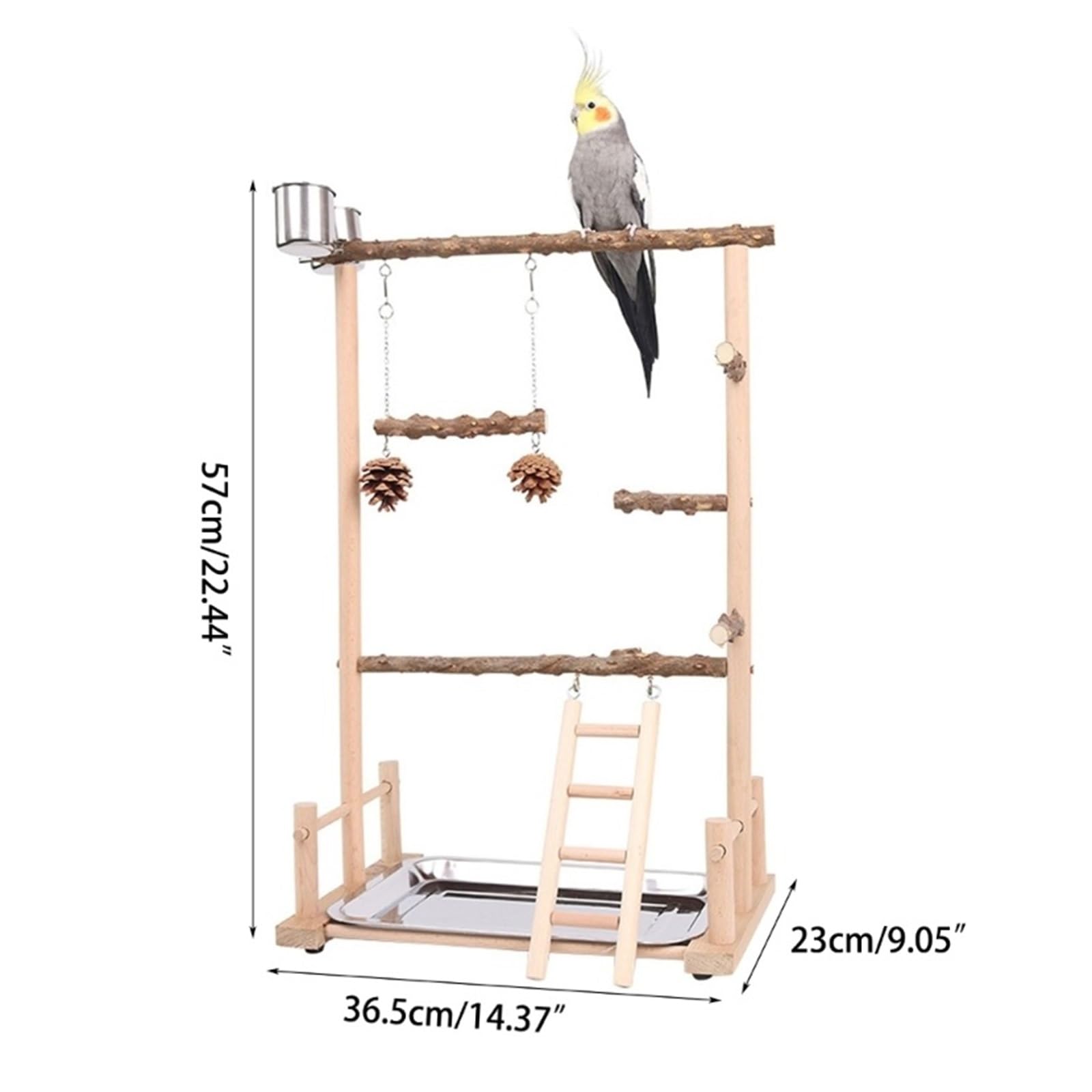 Percha para pájaros Jaula Ird, Soporte for Jugar, Juguete for moler, for Masticar, Escalera, Columpio, Loros, Percha, Puesto de Juegos, Centro Actividades con Tazas alimentación
