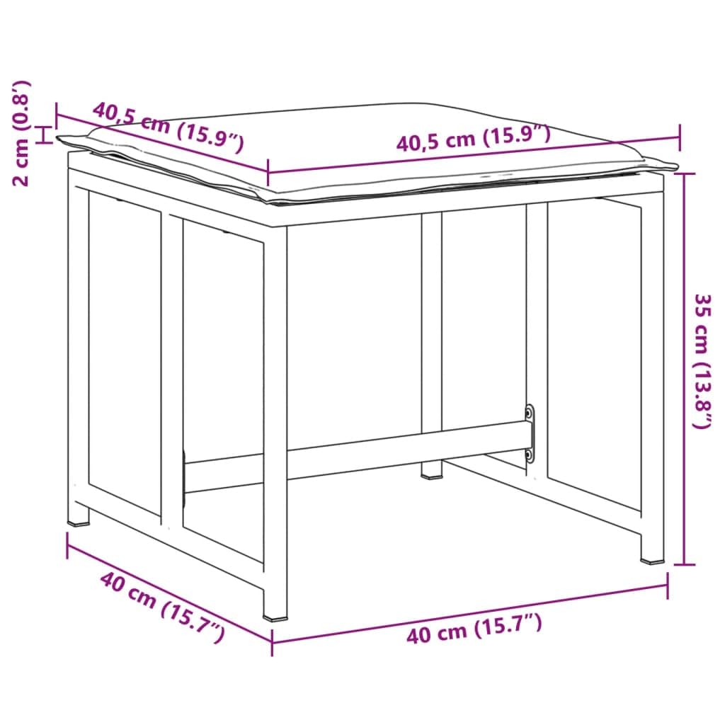 Mangloder - Sgabello da giardino con cuscino, 4 pezzi, in acciaio bianco e textilene, resistente alle intemperie, ai raggi UV, 40 x 40 x 35 cm, per balcone, terrazza, lounge all'aperto, seduta fino a