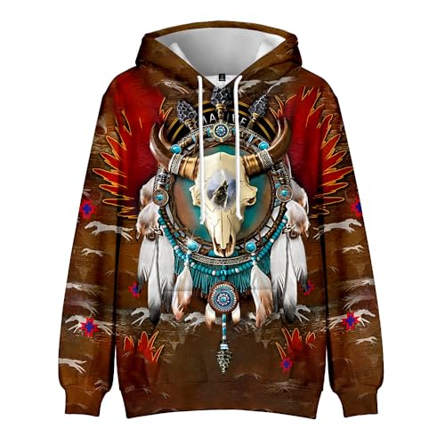 YUDI Native American Hoodie for Men Unisex Native Indian 3D Print Hooded Pullover Sweatshirt (5,3X-Large)