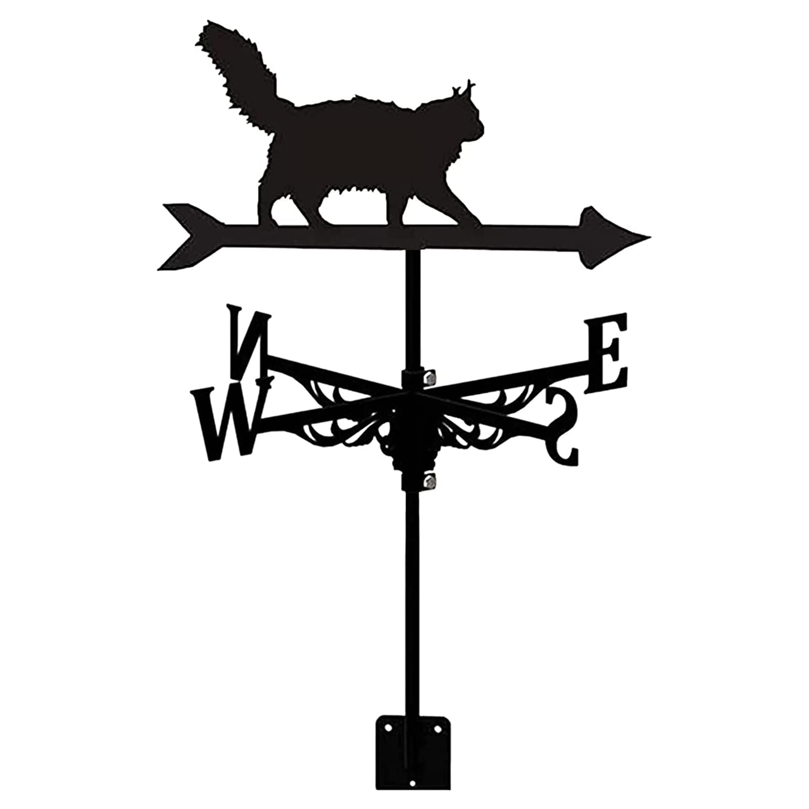 WIQUYBML Weathervane Weathercock Cat Wind Vane Stainless Steel Farm Scene Indicator Black for Courtyard Garden Outdoor