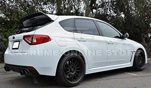 Extreme Online Store Repalcement for 2008-2014 Subaru WRX & STi Hatchback Wagon Models ABS Plastic Primer Black Rear Roof Add-On Extension Wing Spoiler Gurney Flap